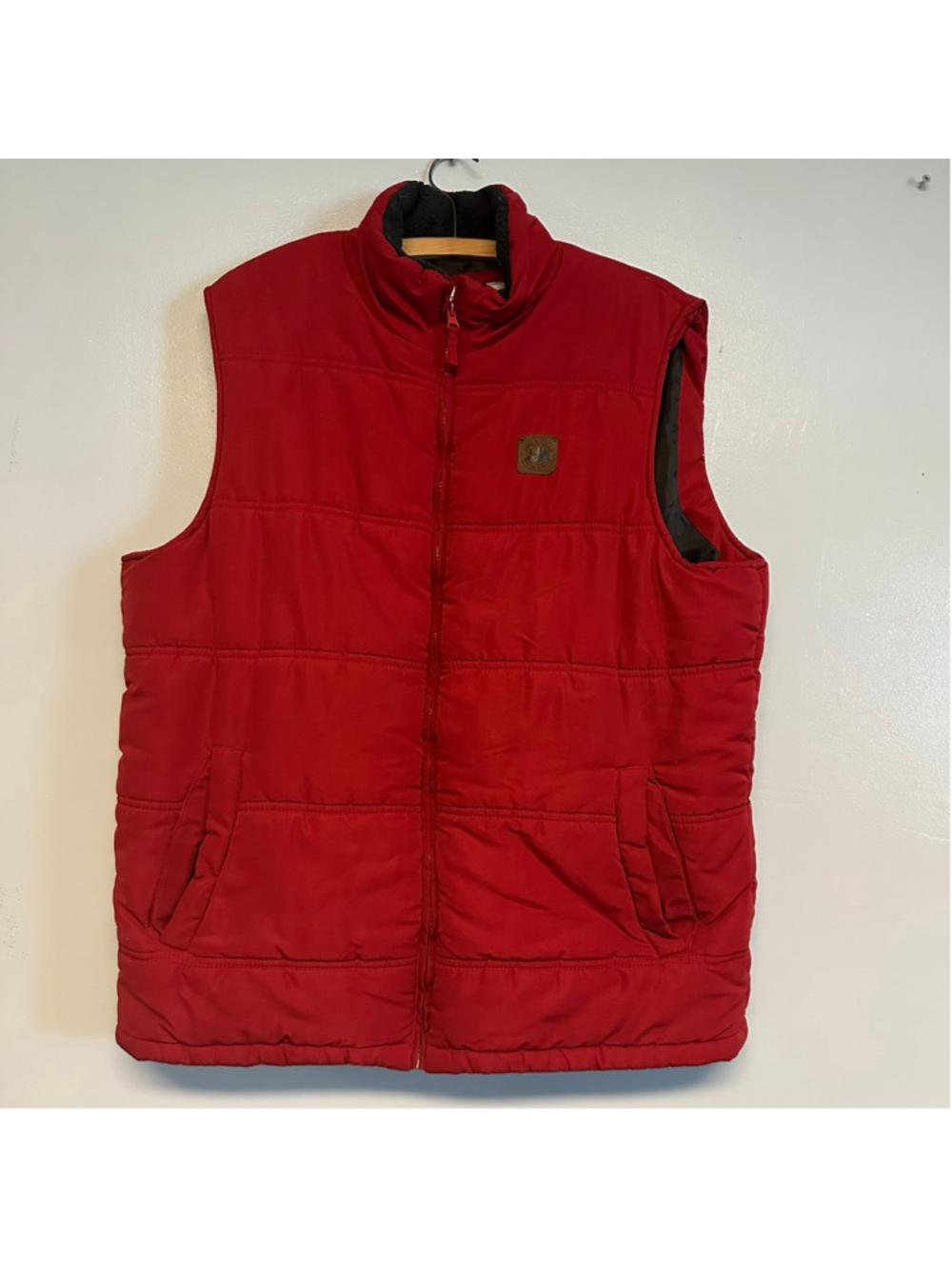 FIELD & STREAM Red Puffer Vest Mens Size Large Full Zip Pockets